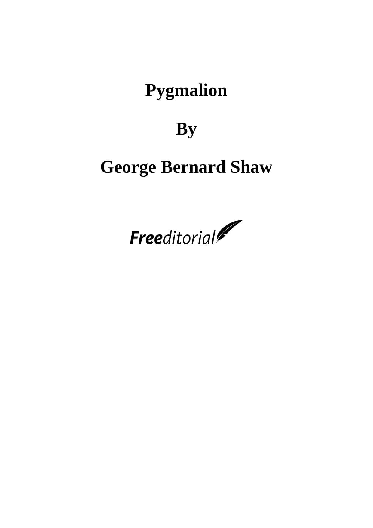 Pygmalion cover